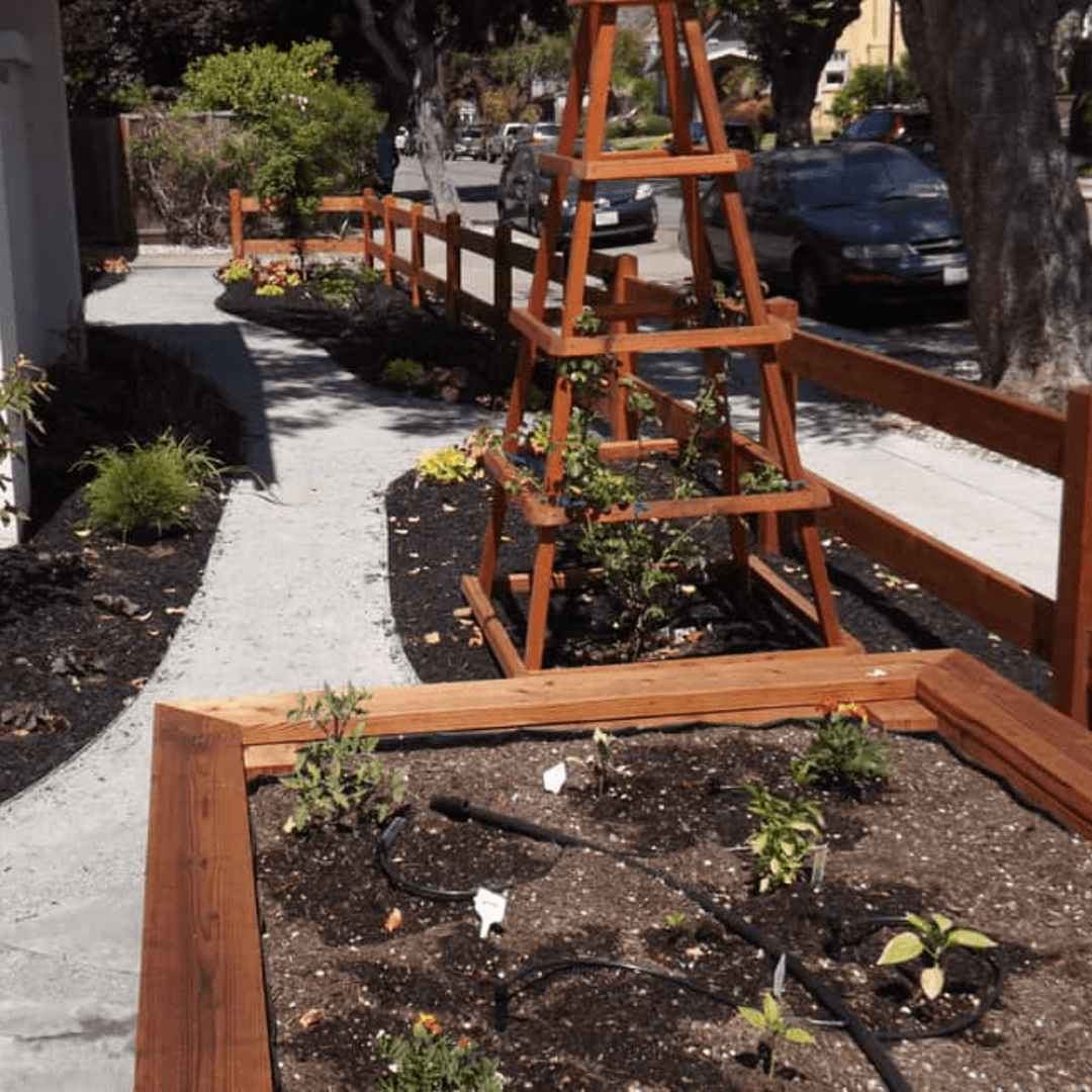 Exterior garden installation and soil replenishment