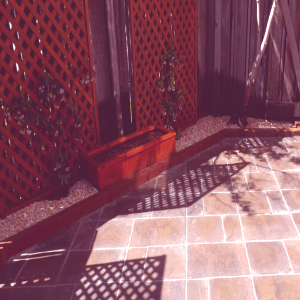 original irregular tile pattern landscape design in Oakland, Ca